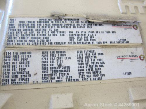 Used MTU / Kohler Power Systems 1020 kW standby diesel generator set, model 1000R0ZD4-12C1, SN-0695319. MTU / Detroit Diesel 16V2000 engine, 4-cycle, rated 1495 HP at 1800 RPM. 3/60/480V. PMG - perma...