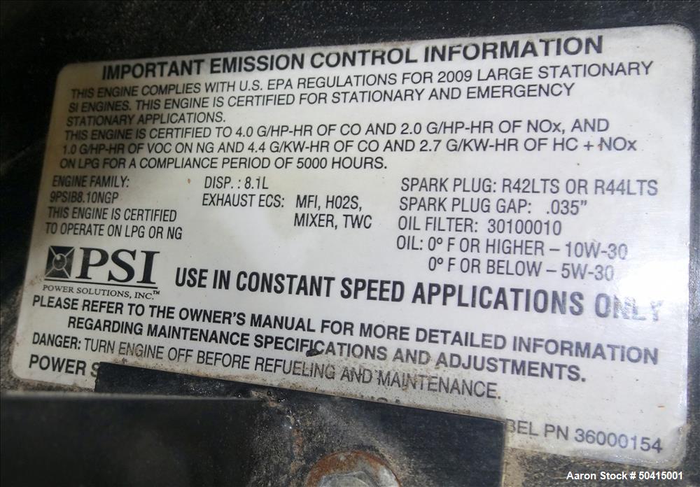 Used Kohler Natural Gas Standby Generator Set