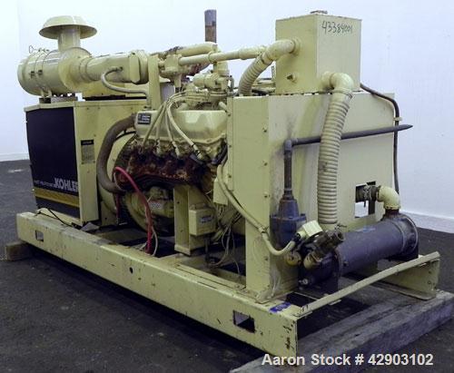 Used Kohler 90kW continuous rated natural gas generator set.Kohler model 100RZ288, SN-299191. Ford model LSG-8751-6005-A engine, SN-05122 A-07. 3/60/120/280V. RB.Heat exchanger cooled via Young model...