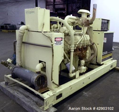 Used Kohler 90kW continuous rated natural gas generator set.Kohler model 100RZ288, SN-299191. Ford model LSG-8751-6005-A engine, SN-05122 A-07. 3/60/120/280V. RB.Heat exchanger cooled via Young model...