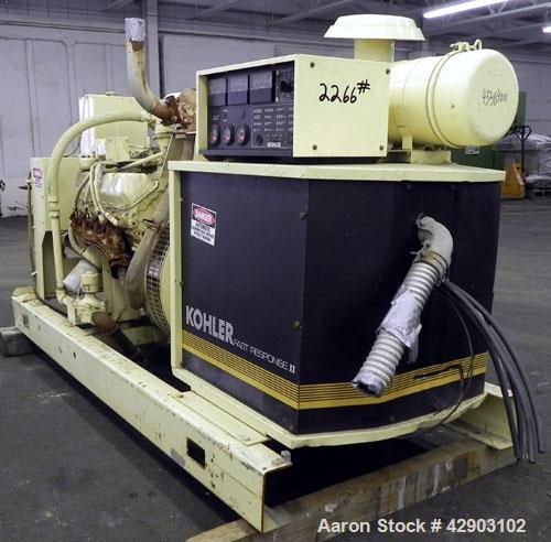 Used Kohler 90kW continuous rated natural gas generator set.Kohler model 100RZ288, SN-299191. Ford model LSG-8751-6005-A engine, SN-05122 A-07. 3/60/120/280V. RB.Heat exchanger cooled via Young model...