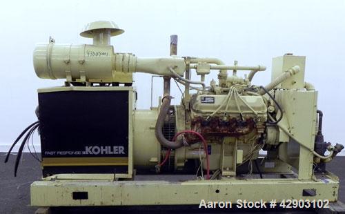 Used Kohler 90kW continuous rated natural gas generator set.Kohler model 100RZ288, SN-299191. Ford model LSG-8751-6005-A engine, SN-05122 A-07. 3/60/120/280V. RB.Heat exchanger cooled via Young model...