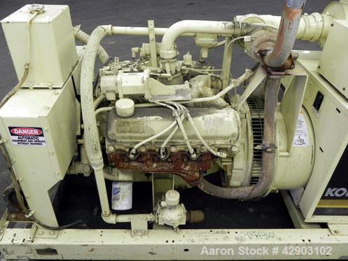 Used Kohler 90kW continuous rated natural gas generator set.Kohler model 100RZ288, SN-299191. Ford model LSG-8751-6005-A engine, SN-05122 A-07. 3/60/120/280V. RB.Heat exchanger cooled via Young model...