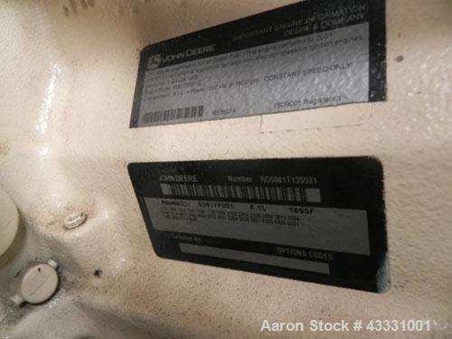 Used Kohler 135 kW diesel generator set. Kohler model 135ROZJ, SN-705204. John Deere model 6081TF001 4-cycle engine rated 211 HP @ 1800 RPM SN-RG6081T135521. 3/60/277-480V 12 lead re-connectable. 225...