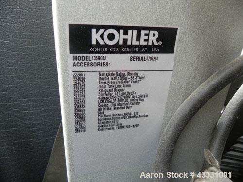 Used Kohler 135 kW diesel generator set. Kohler model 135ROZJ, SN-705204. John Deere model 6081TF001 4-cycle engine rated 211 HP @ 1800 RPM SN-RG6081T135521. 3/60/277-480V 12 lead re-connectable. 225...
