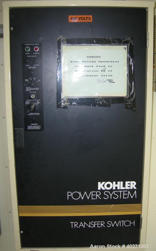 Used - Kohler 150 kW diesel generator set, model 150ROZJ81, spec PA-189821-81, 3/60/277-480V. Kohler 460V auto transfer switch, Pryco 24" x 48" x 48" fuel tank, all mounted in Atkinson sound attenuat...