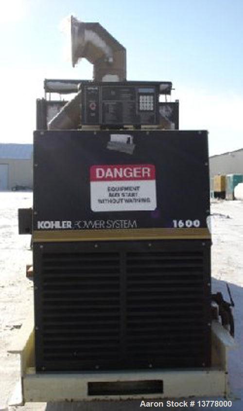 Used Kohler 1600 kW standby rated diesel generator set, model 1600ROZD. 3/60/277-480 volts, 1800 rpm, 0.8 PF, 24 battery volts. 16 cylinder turbocharged Detroit Diesel engine, model 91637416, spec A3...