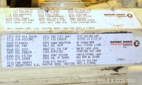 Used Kohler 200 kW Diesel Standby Generator Set. Kohler model 200R0ZD71, serial #355911. Detroit Diesel model 6-71T turbocharged engine. 3/60/277-480V. 12 lead reconnectable mainline circuit breaker....