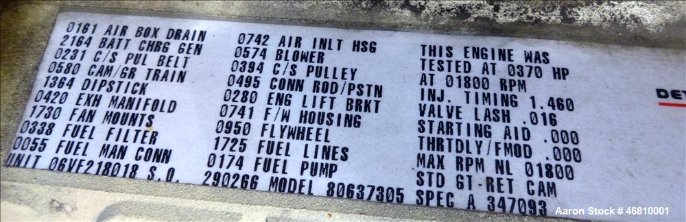 Used Kohler 200 kW diesel generator model 230R0ZD. Detroit Diesel 6V-92T engine.