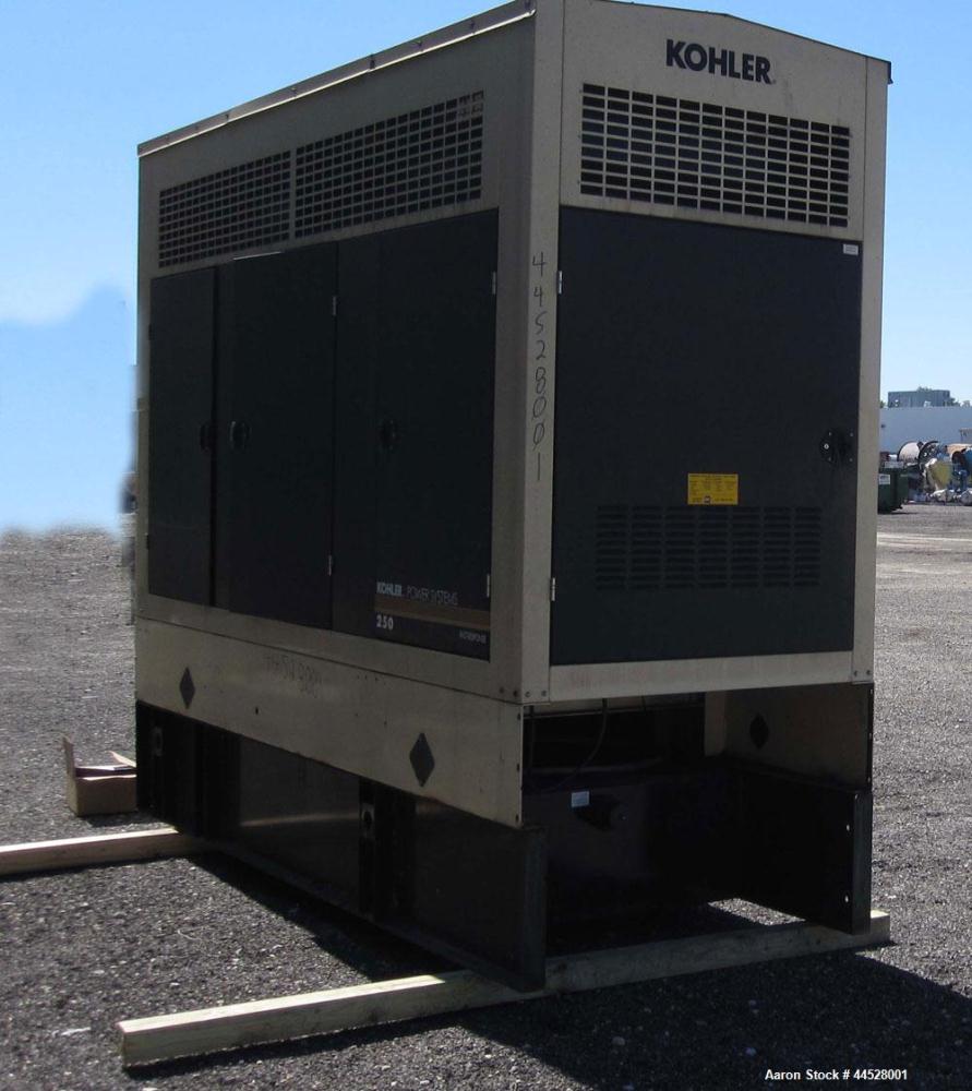 Used Kohler 265kW standby (240kW prime) diesel generator set, model 250REOZV SN 767397, Volvo TAD1031GE engine rated 400 HP @ 1800 RPM, emissions EPA tier 2, SN-2100326667. 3/60/277/480V. 400 Amp mai...
