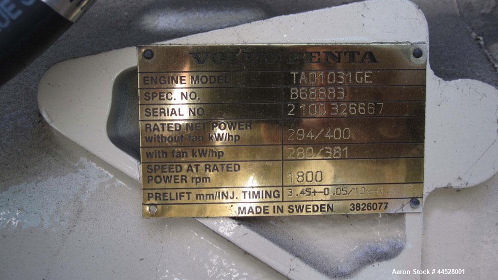 Used Kohler 265kW standby (240kW prime) diesel generator set, model 250REOZV SN 767397, Volvo TAD1031GE engine rated 400 HP @ 1800 RPM, emissions EPA tier 2, SN-2100326667. 3/60/277/480V. 400 Amp mai...