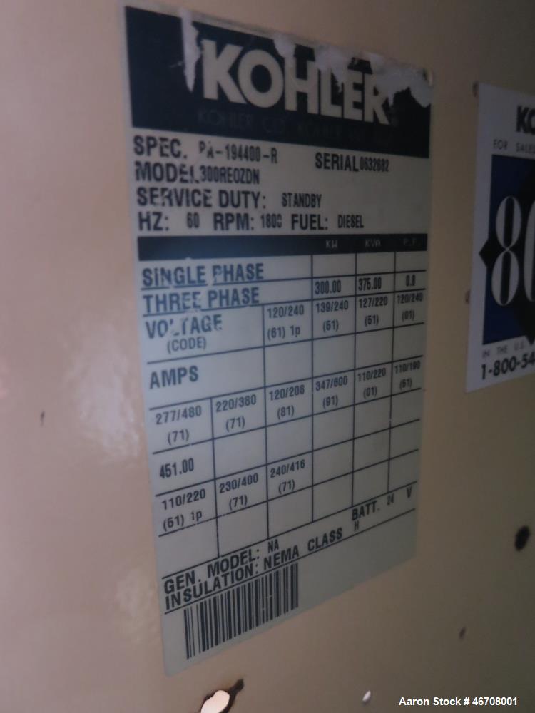 Used Kohler 300 kW  portable rental diesel generator model 300REOZDN