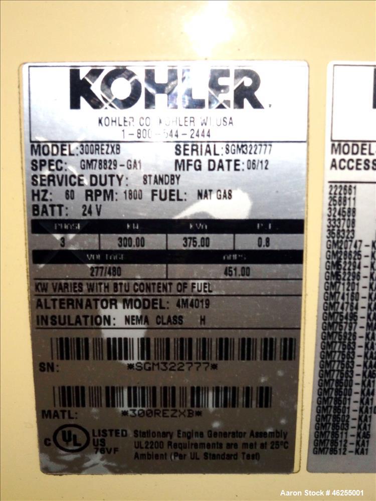 Used Kohler / Doosan 300 kW natural gas generator, model 300REZXB. Doosan D183T