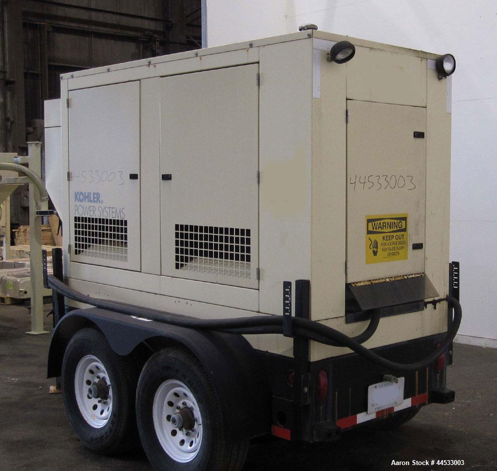 Used Kohler 33 kW Prime Rated, Portable / Trailer Mounted, Diesel Generator Set, Model 30REOZJB, Serial #2004451.  John Deere 3029TF150 engine rated 64 hp @ 1800 rpm, serial #PE3029T374205. 3/60/120/...