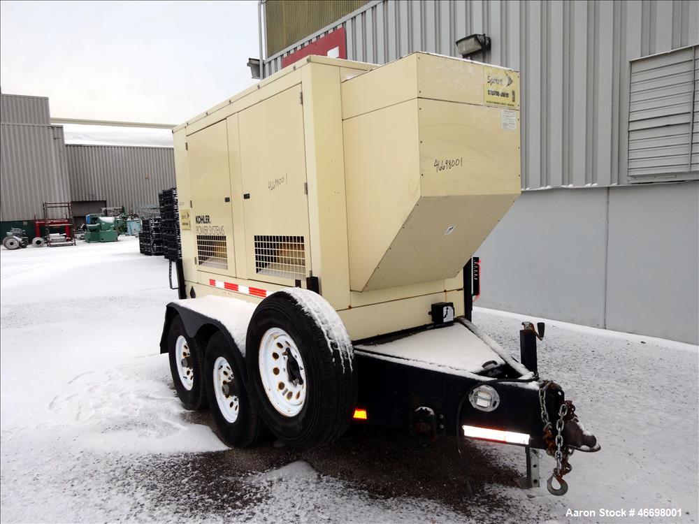 Used- Kohler 33 kW trailered diesel generator. John Deere 3029TF150 engine