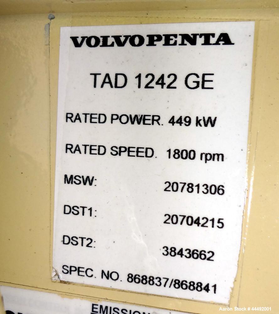 Used Kohler 400 kW Standby Diesel Generator Set, Model 400REOZV, Serial #2089709.  Volvo TAD1242GE engine rated 602 hp @ 1800 rpm, emissions EPA Tier 2.  3/60/277/480V, 12-lead reconnectable.  400 Am...