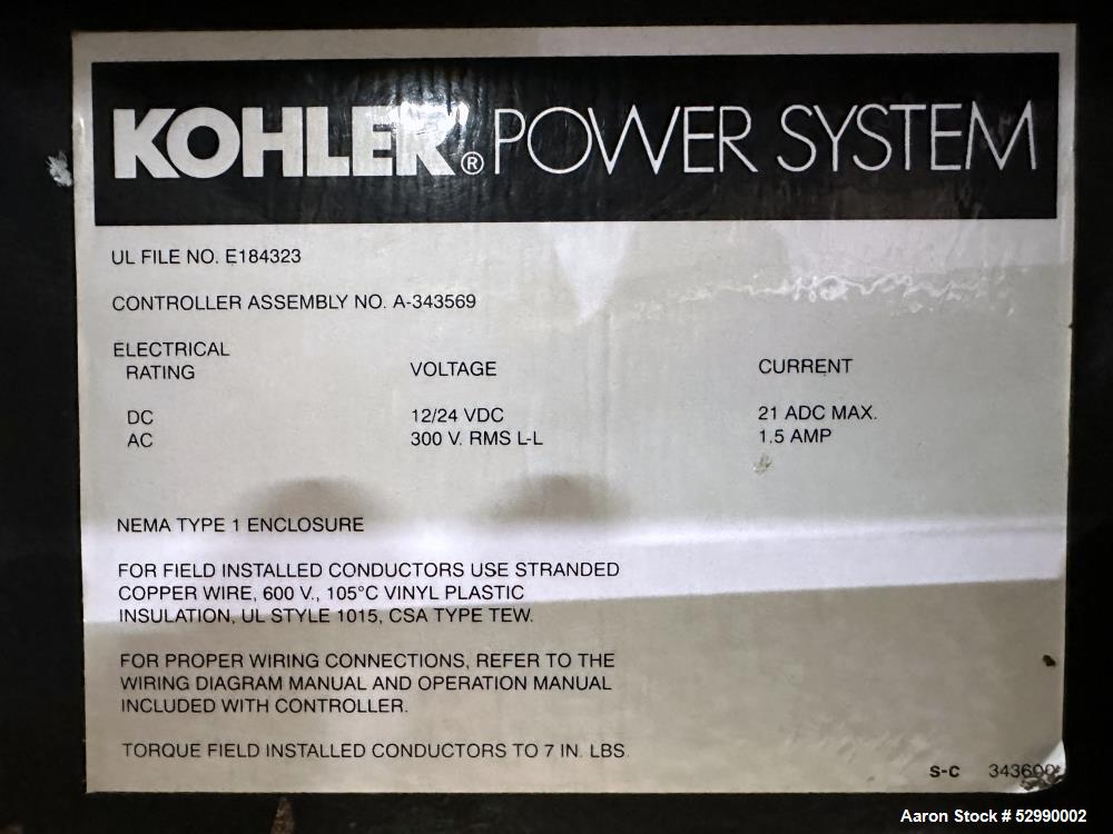 Kohler 460 kW Standby (415 kW prime) Diesel Generator Set