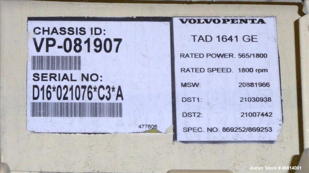 Used Kohler 505 kW diesel generator. Volvo Penta TAD1641GE engine EPA Tier 2 ce