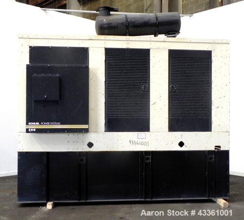 Used Kohler 475 kW diesel generator set, Model 500REOZV, SN-2063752. Volvo model TAD1641GE D500 16.1B65 4-cycle turbocharged engine rated 757 HP @ 1800 RPM, EPA Tier II certified. 3/60/120/208/277/48...