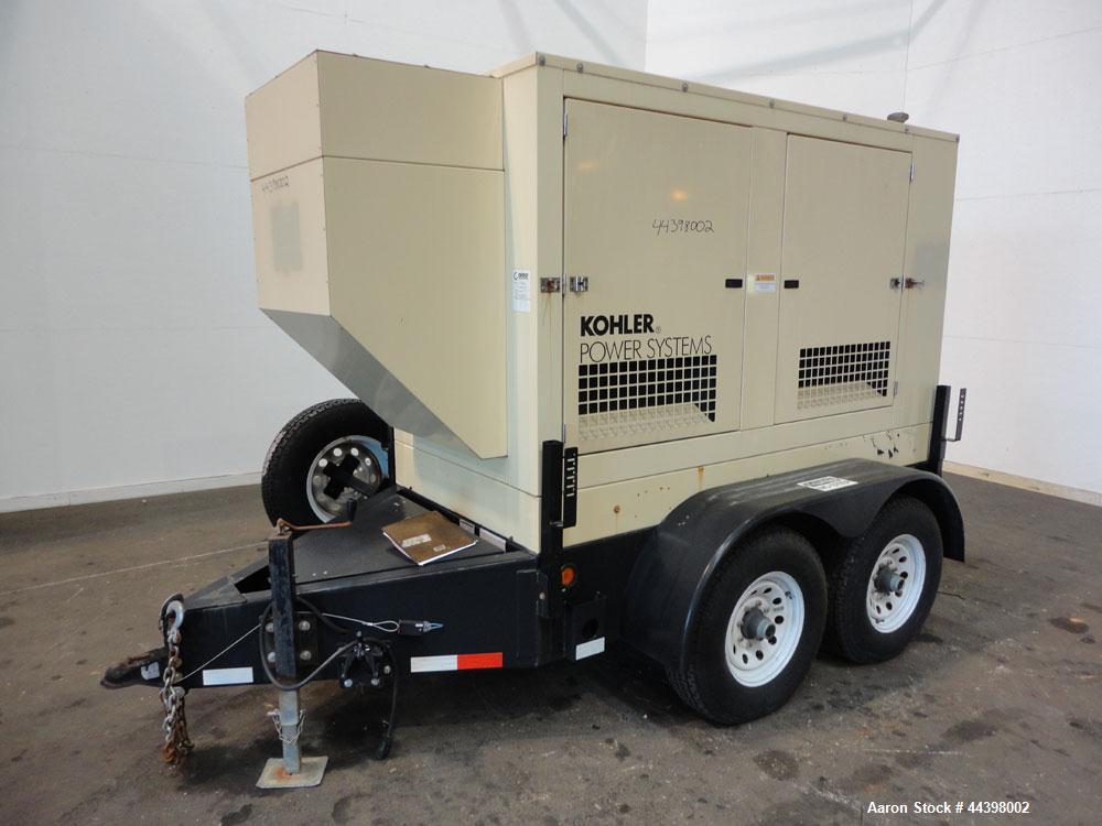Used Kohler 55 kW Standby (50 kW prime) Diesel Generator Set, trailer mounted, model 50REOZJB, serial #2146207. John Deere 4045TF270 engine rated 110 hp at 1800 rpm, serial #PE4045T656683, emissions ...