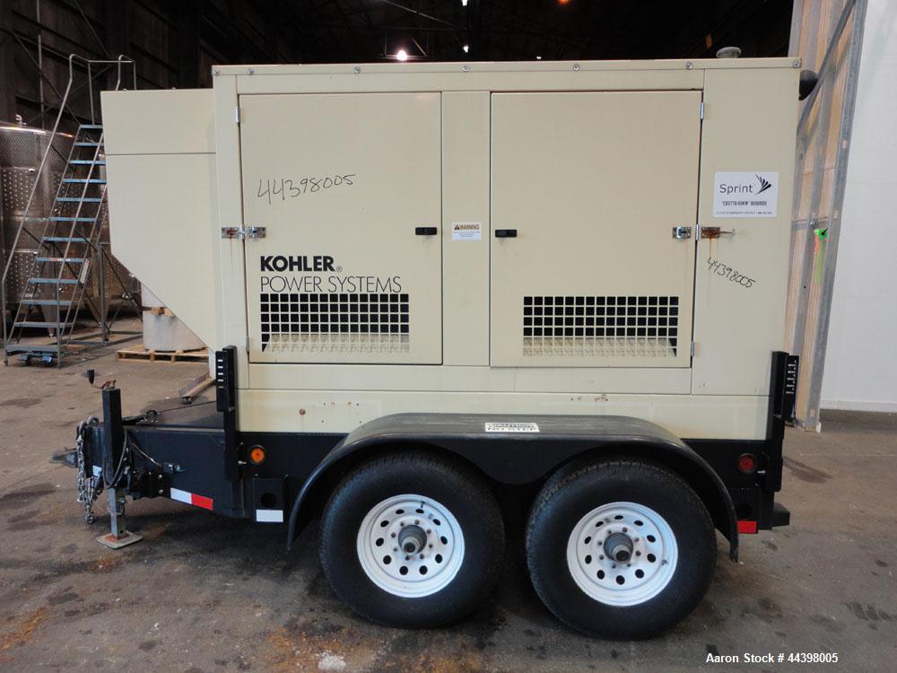 Used Kohler 55 kW Standby (50kW prime) Diesel Generator Set, trailer mounted, model 50REOZJB, serial #2149163.  John Deere 4045TF270 engine rated 110 hp @ 1800 rpm, serial #PE4045T656712, EPA tier II...