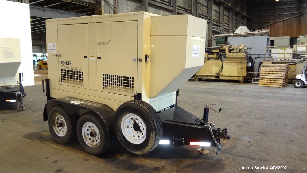 Used John Deere / Kohler 55 kW Standby (50 kW prime) diesel generator set, portable / trailer mounted, model 50REOZJB,  SN-2149456. John Deere 4045TF270 engine rated 110 HP at 1800 RPM, emissions EPA...