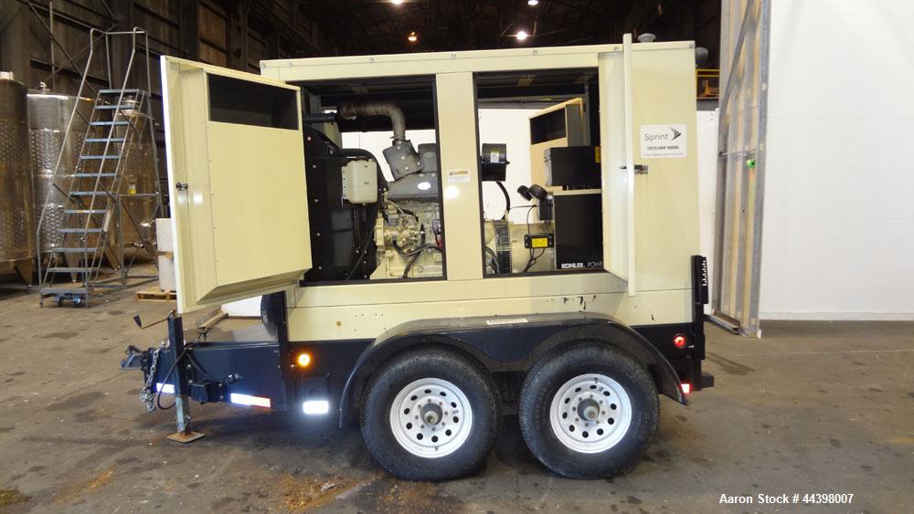 Used John Deere / Kohler 55 kW Standby (50 kW prime) diesel generator set, portable / trailer mounted, model 50REOZJB,  SN-2149456. John Deere 4045TF270 engine rated 110 HP at 1800 RPM, emissions EPA...