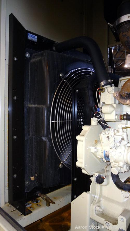 Used Kohler 62 kW standby diesel generator set, model 60REOZJB, SN-2104402. John Deere 4045T150 engine rated 110 HP @ 1800 RPM, emissions EPA tier 2 certified. 3/60/120/240V with PMG permanent magnet...