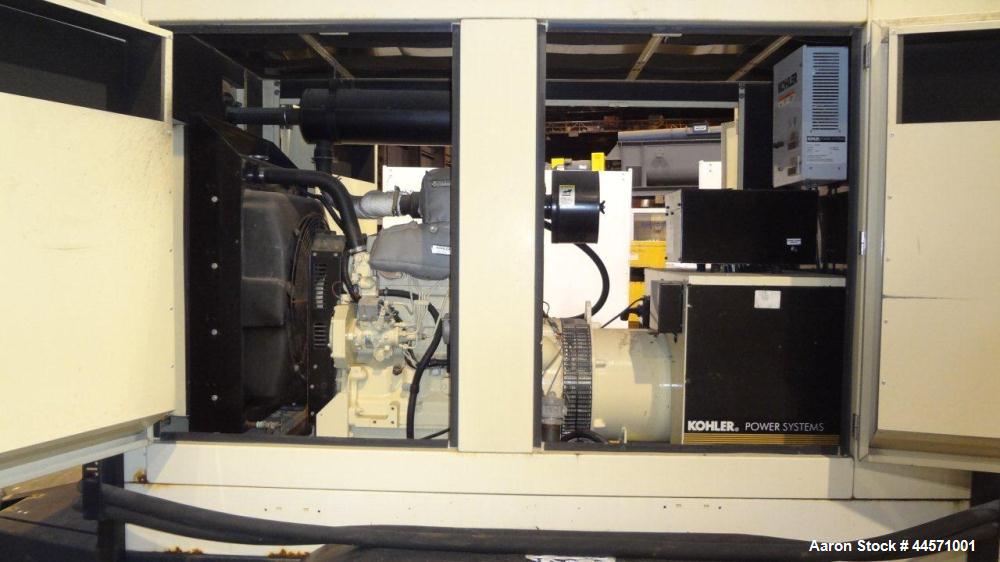 Used Kohler 54 kW standby (50 kW prime) rated diesel generator set, trailer mounted, model 60REOZJB, SN-791303. John Deere 4045TF270 engine rated 110 HP @ 1800 RPM, emissions EPA tier 2 certified, SN...