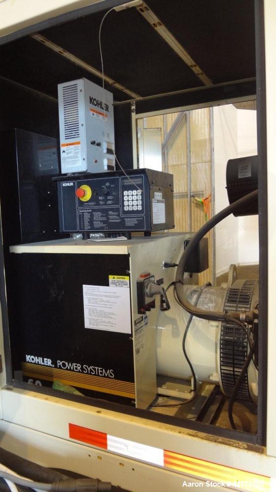 Used Kohler 54 kW standby (50kW prime) diesel generator set, trailer mounted, model 60REOZJB, SN-2002787. John Deere 4045TF270 engine rated 110 HP @ 1800 RPM, emissions EPA tier 2 certified, SN-PE404...