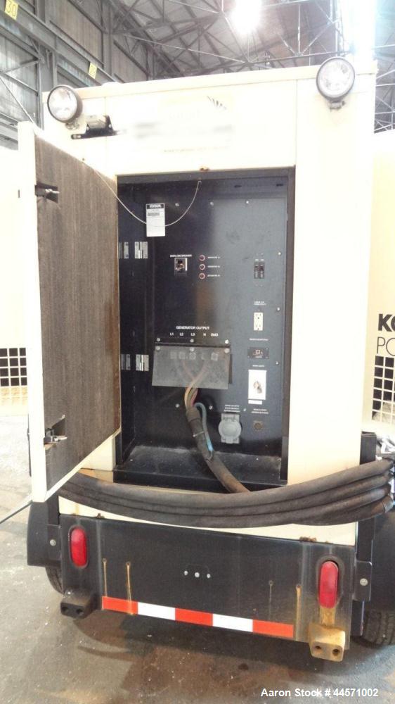 Used Kohler 54 kW standby (50kW prime) diesel generator set, trailer mounted, model 60REOZJB, SN-2002787. John Deere 4045TF270 engine rated 110 HP @ 1800 RPM, emissions EPA tier 2 certified, SN-PE404...