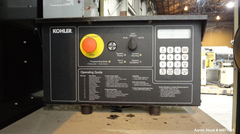 Used Kohler 54 kW Standby (50 kW Prime) Rated Diesel Generator Set, trailer mounted, model 60REOZJB, serial #2002041.  John Deere 4045TF270 engine rated 110 hp @ 1800 rpm, emissions EPA tier 2 certif...