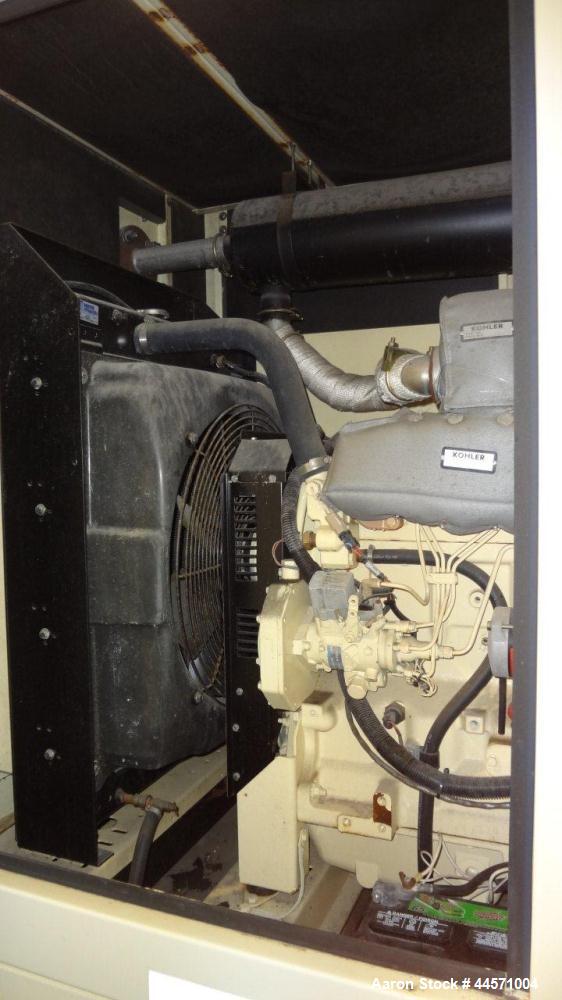 Used Kohler 54 kW standby (50 kW prime) diesel generator set, trailer mounted, model 60REOZJB, SN-2000383. John Deere 4045TF270 engine rated 110 HP @ 1800 RPM, emissions EPA tier 2 certified. 3/60/12...