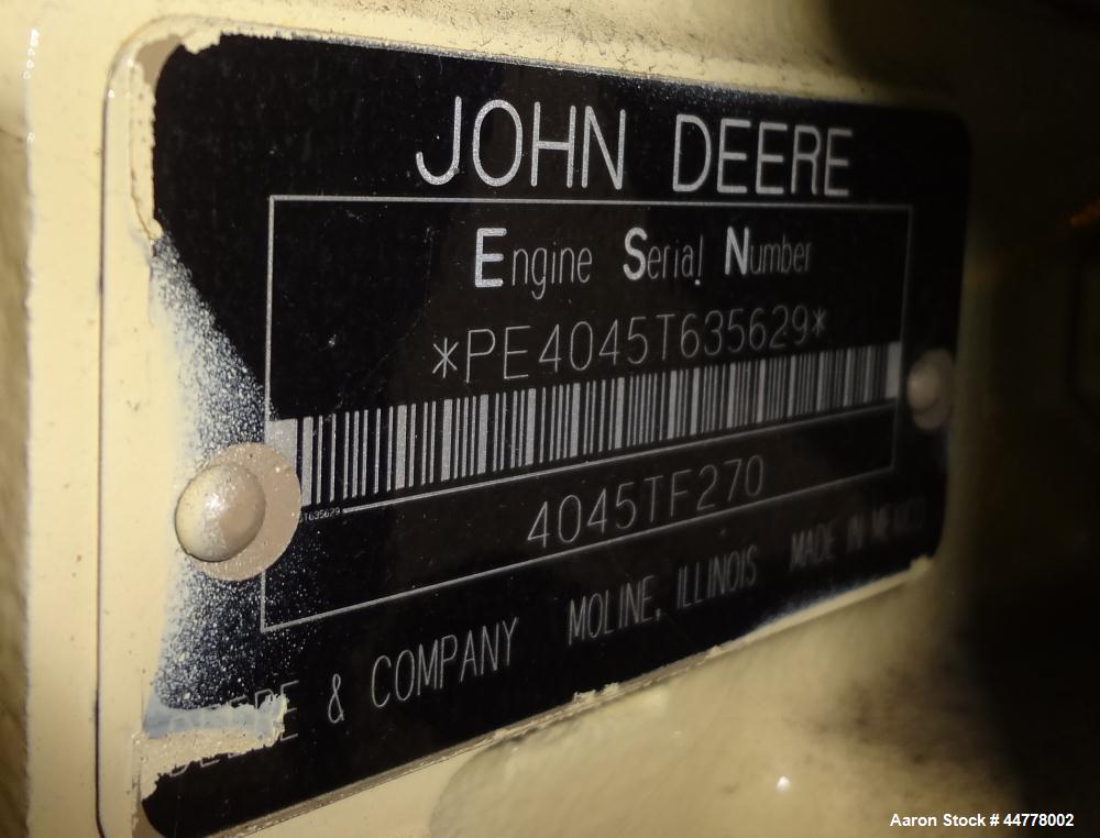 Used Kohler 58 kW Standby (53 kW Prime) Diesel Generator Set, Model 60REOZJB, Serial #2141423.  John Deere model 4045TF270 engine rated 110 hp @ 1800 rpm, serial #PE4045T635629, emissions EPA tier 2 ...