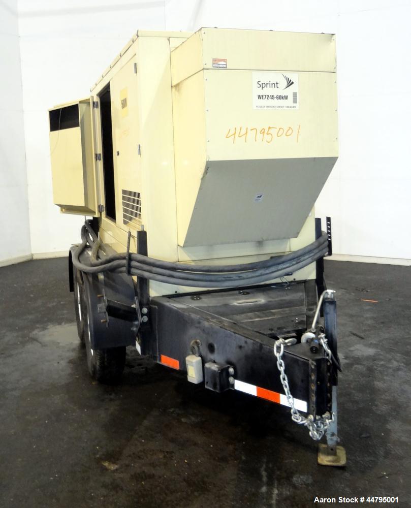 Used Kohler 54 kW Standby (50 kW Prime) Rated Diesel Generator Set, trailer mounted, model 60REOZJB, serial #0793326.  John Deere 4045TF270 engine rated 110 hp @ 1800 rpm, emissions EPA tier 2 certif...