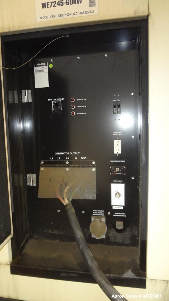 Used Kohler 54 kW Standby (50 kW Prime) Rated Diesel Generator Set, trailer mounted, model 60REOZJB, serial #0793326.  John Deere 4045TF270 engine rated 110 hp @ 1800 rpm, emissions EPA tier 2 certif...