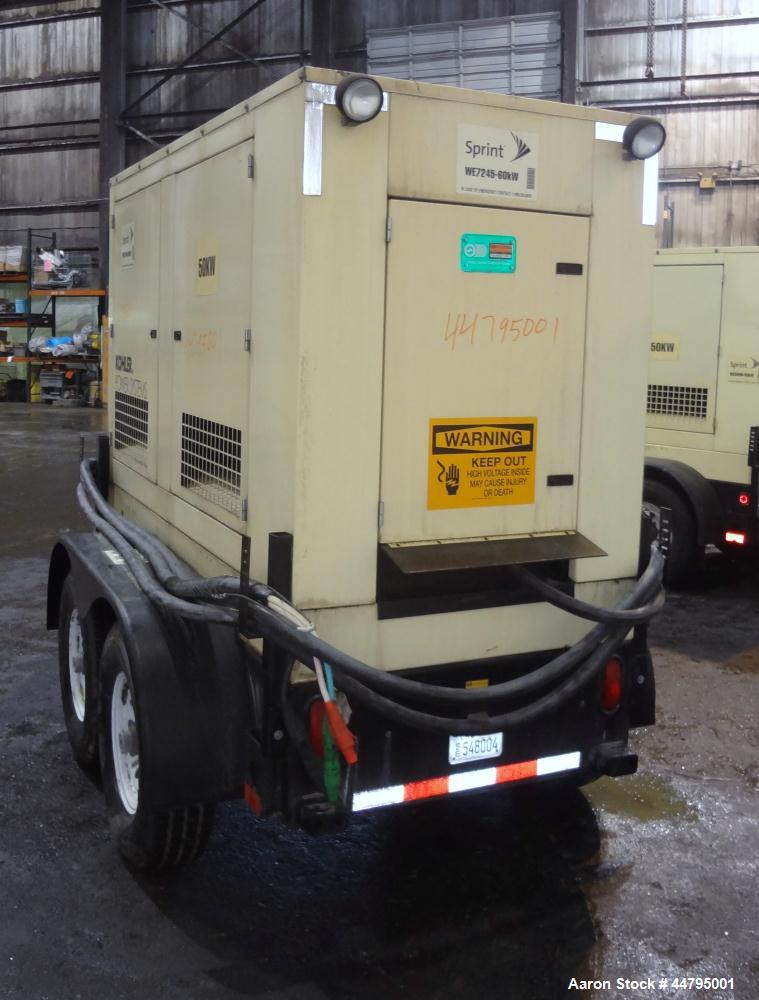 Used Kohler 54 kW Standby (50 kW Prime) Rated Diesel Generator Set, trailer mounted, model 60REOZJB, serial #0793326.  John Deere 4045TF270 engine rated 110 hp @ 1800 rpm, emissions EPA tier 2 certif...