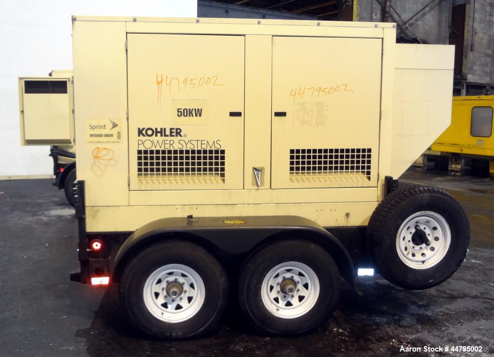 Used- Kohler 54 kW Standby (50 kW Prime) Rated Diesel Generator Set, trailer mounted, model 60REOZJB, serial #2026818.  John...