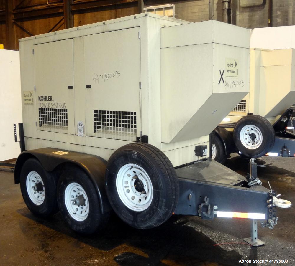Used Kohler 54 kW Standby (50 kW Prime) Rated Diesel Generator Set, trailer mounted, model 60REOZJB, serial #0794734.  John Deere 4045TF270 engine rated 110 hp @ 1800 rpm, emissions EPA tier 2 certif...