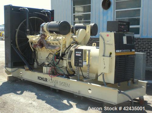 Used Kohler 750 kW Diesel Generator Set. Kohler model 750R0ZD, serial #386319. Detroit Diesel 16V-92TA engine rated 1170 hp @ 1800 rpm. 3/60/277-480V. 800 Amp and 225 Amp circuit breaker, battery cha...