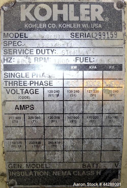 Used Kohler 800 kW diesel generator, model 800ROZD71. Detroit Diesel 16V-92TA e