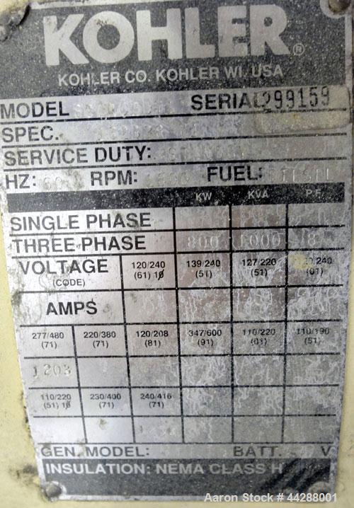 Used Kohler 800 kW diesel generator, model 800ROZD71. Detroit Diesel 16V-92TA e