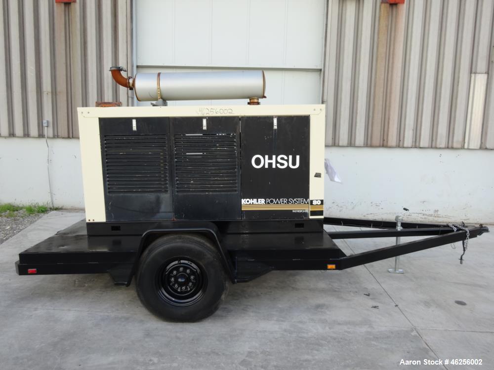 Used Kohler / John Deere 80 kW portable / trailered generator. John Deere 6059T
