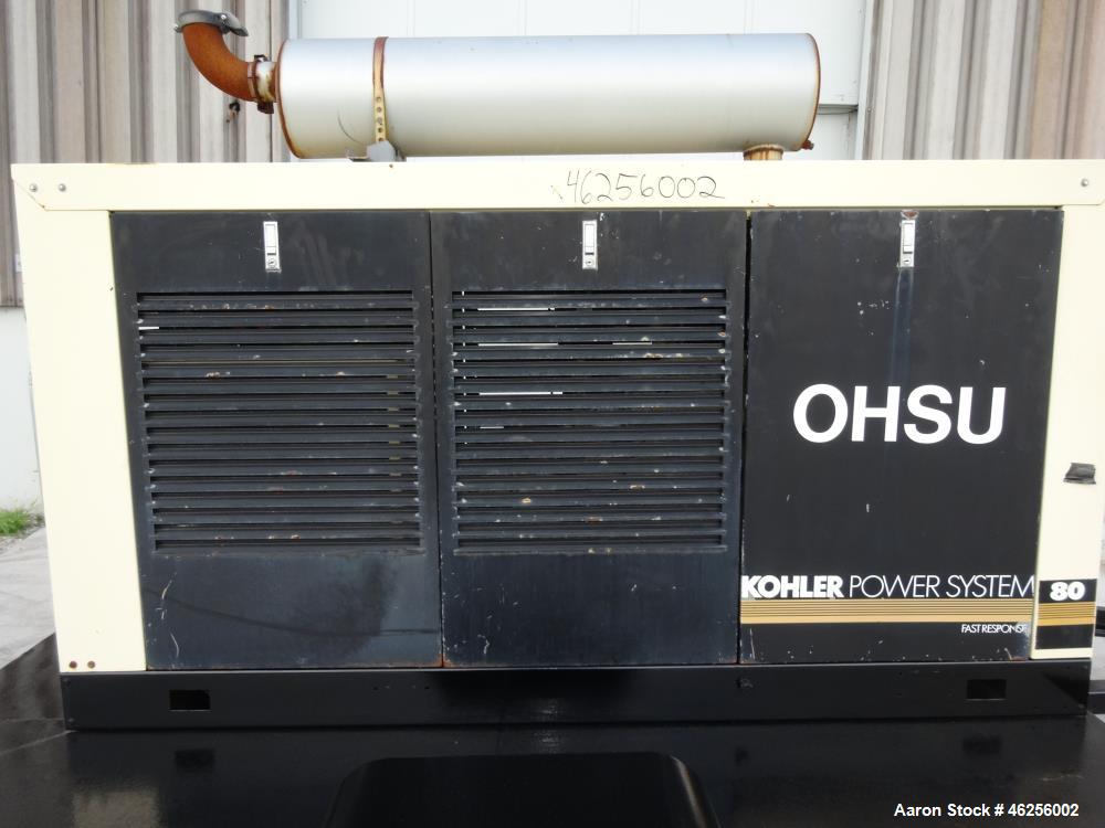 Used Kohler / John Deere 80 kW portable / trailered generator. John Deere 6059T