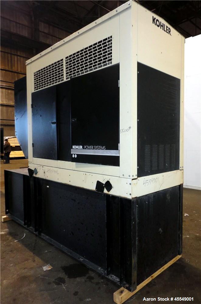Used John Deere / Kohler 61 kW diesel generator, model 60REOZJB. John Deere 404