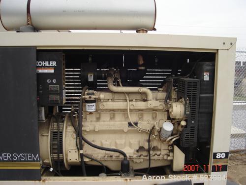 USED: Kohler 80 kW fast response diesel generator, model 80ROZJ.3/60/277-480V, 1800 rpm, 12 lead reconnectable. John Deere dieselengine, model CD6059T368922, weatherproof enclosure, 200 gallonsub-bas...