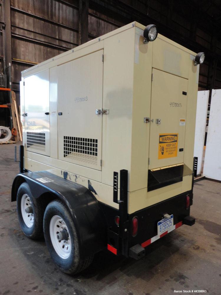 Used John Deere / Kohler 55 kW standby (50 kW prime) diesel generator set, portable / trailer mounted, model 50REOZJB, SN-2146208.  John Deere model 4045TF270 engine rated 110 HP at 1800 RPM, SN-PE40...