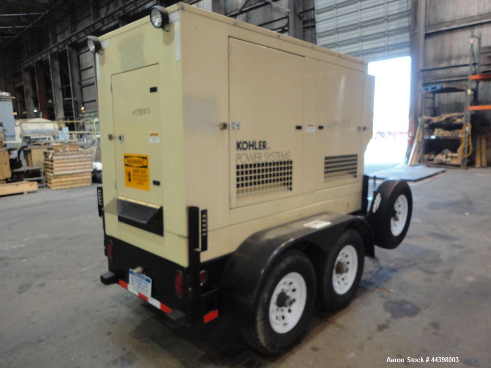 Used John Deere / Kohler 55 kW standby (50 kW prime) diesel generator set, portable / trailer mounted, model 50REOZJB, SN-2146208.  John Deere model 4045TF270 engine rated 110 HP at 1800 RPM, SN-PE40...