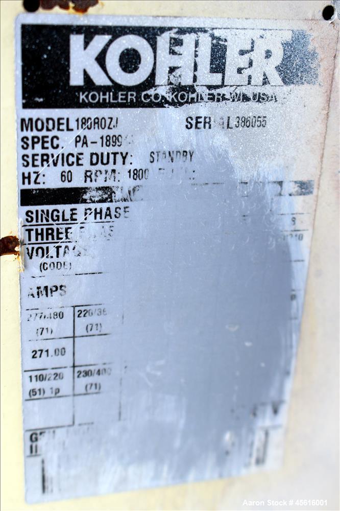 Used 180 kW Kohler Generator, Model KOHU180KWA