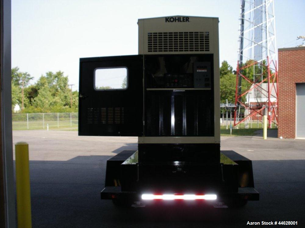 Used Kohler 250 kW Trailer Mounted Generator.  3 Phase, 277/480, 383 amps, John Deere 9 liter turbocharged diesel, (10) 4/0 x 50' copper leads with cam lock ends, (1) ground cable with clamp style en...